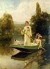 Two Ladies Punting on the River by Henry John Yeend King
